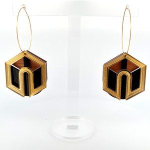 Art Deco acrylic and wood earrings